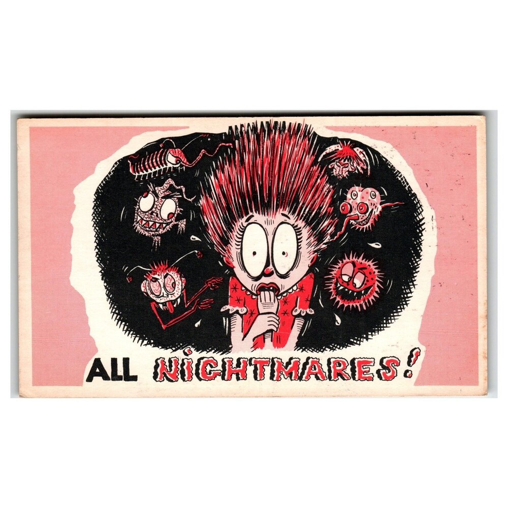 Vintage CVC Valentine ALL NIGHTMARES! I SEE YOU IN MY DREAMS Postcard Goblins